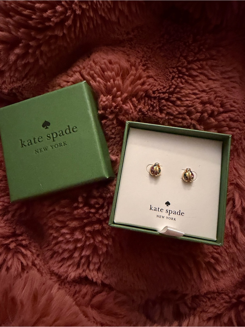 kate spade Gold-tone Ladybug Stud Earrings with Multicolor Enamel